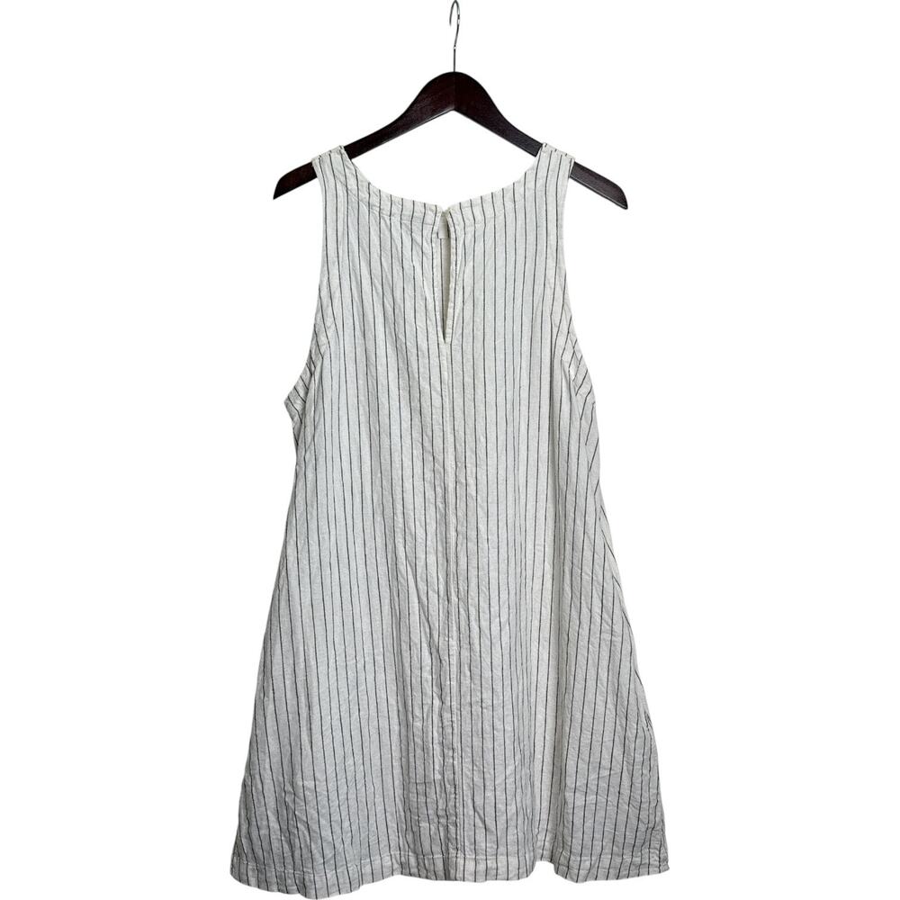 A New Day Linen Blend Striped Sleeveless Shift Dress XL Cream Black - Picture 4 of 7
